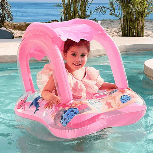 Flotador Inflable Con Techo Bebés ROSA