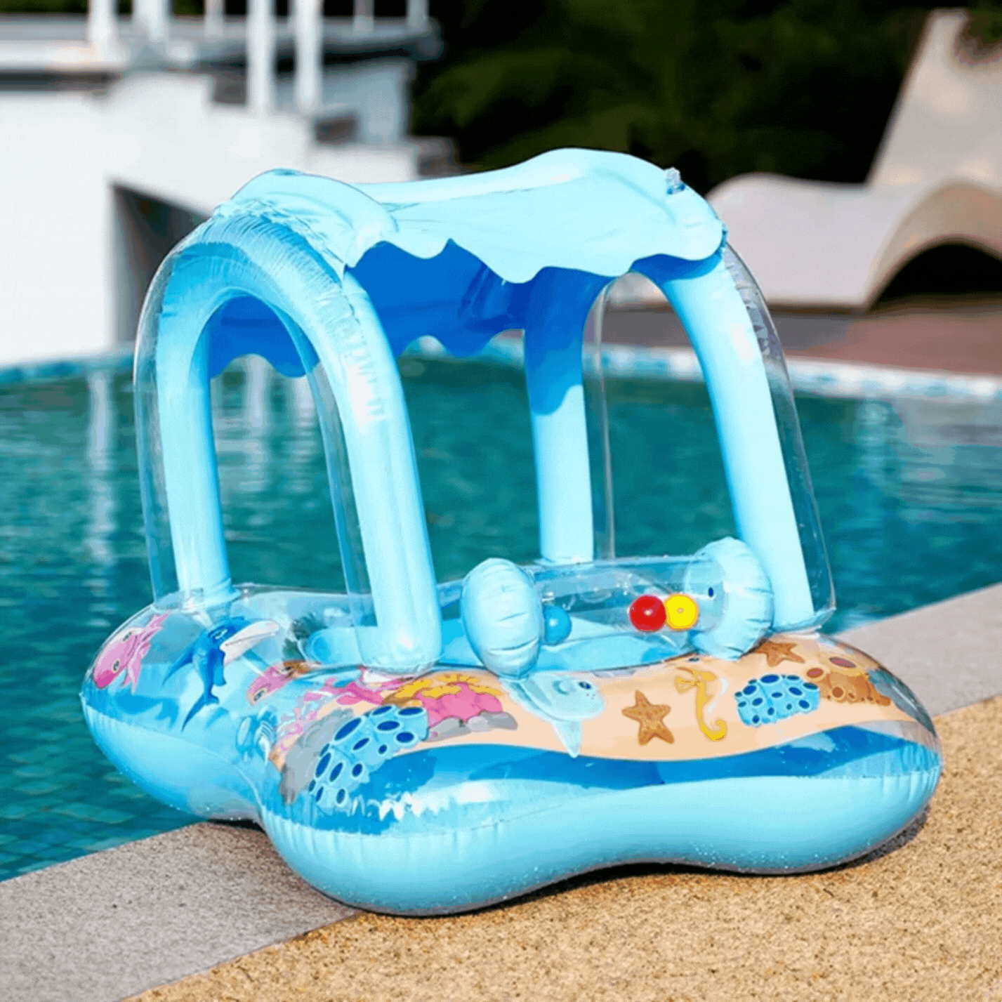 Flotador Inflable Con Techo CELESTE