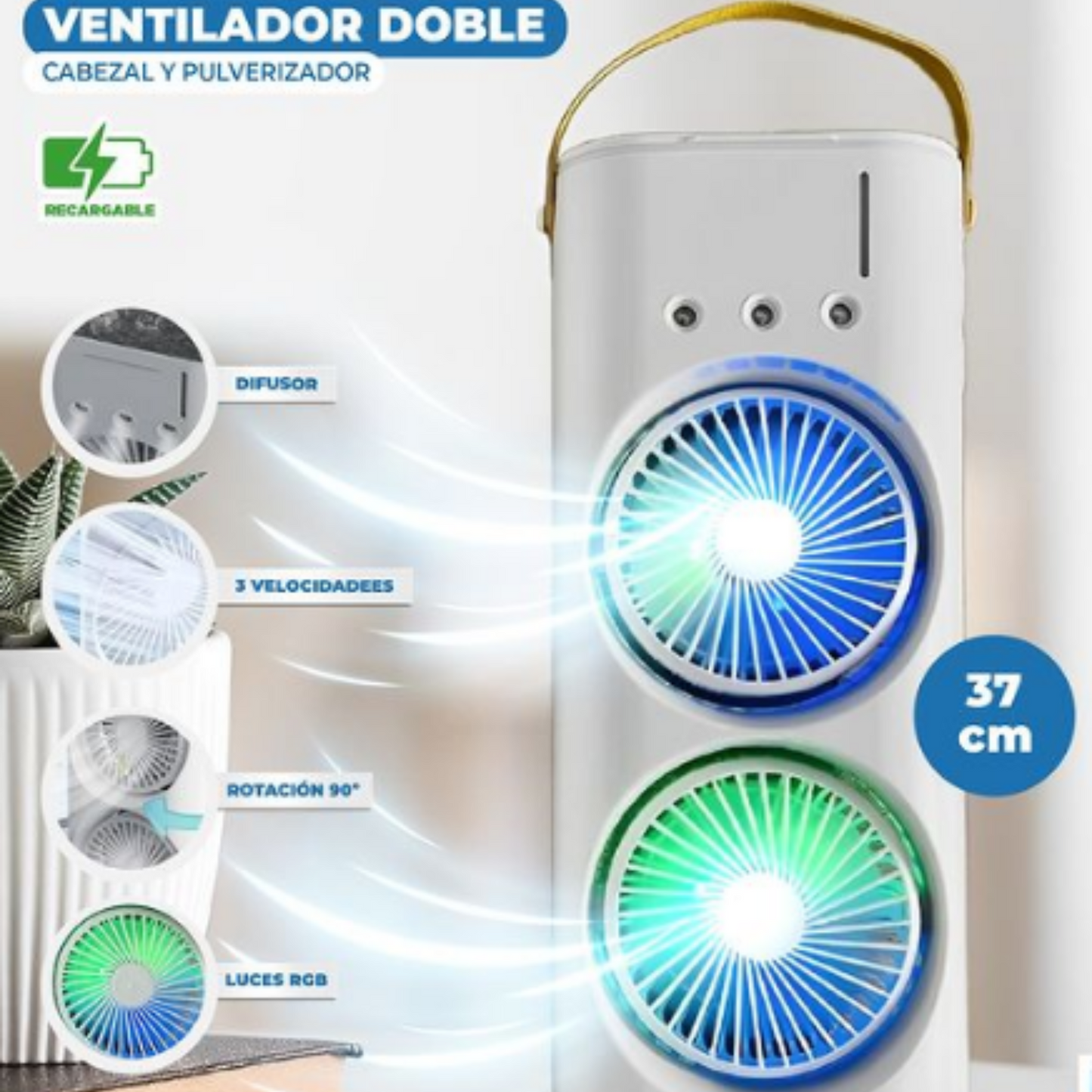 Doble Ventilador Aire Frío/Humificador.